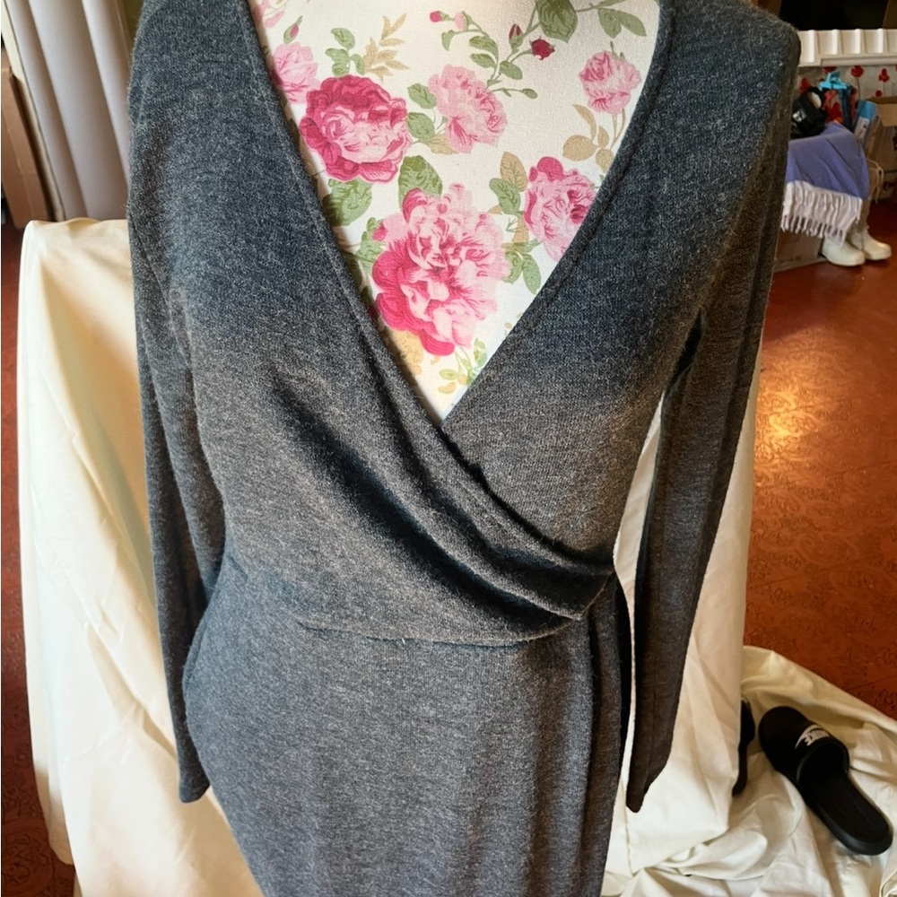 Boutique amichi cross front teal grey Essentials Long Sleeve Dress
